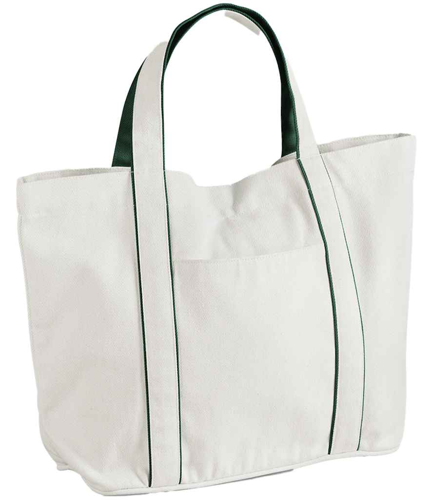 Westford Mill Courtside Medium Tote Bag - Soft White/Bottle Green