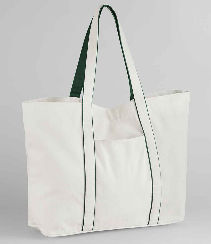 Westford Mill Courtside Large Tote Bag - Soft White/Bottle Green