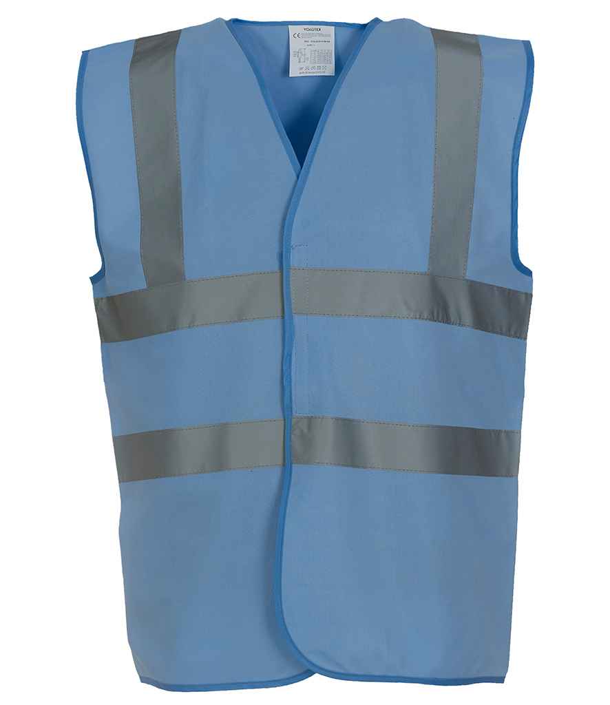 Yoko Hi-Vis Two Band and Braces Waistcoat - Sky Blue