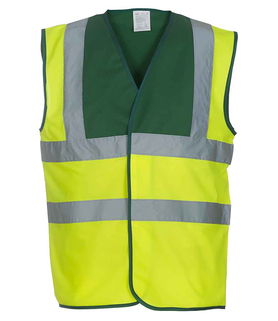 Yoko Hi-Vis Two Band and Braces Waistcoat - Paramedic Green/Yellow