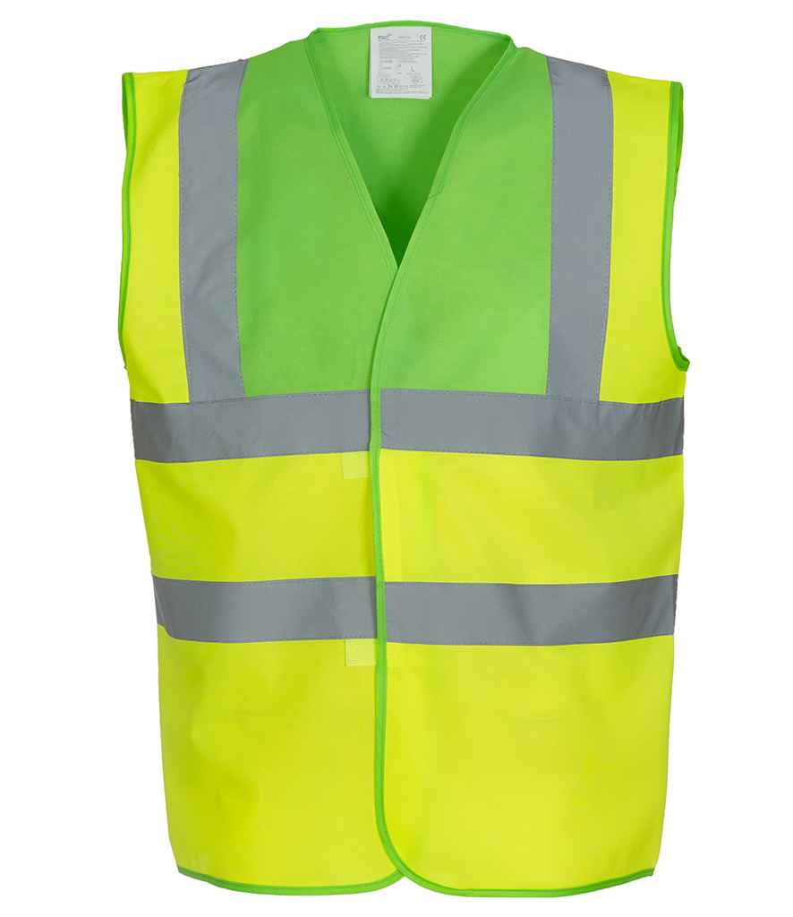 Yoko Hi-Vis Two Band and Braces Waistcoat - Lime Green/Yellow