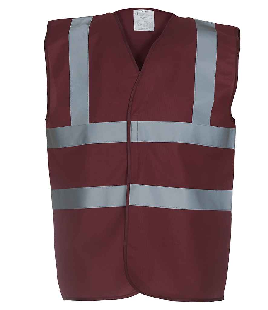 Yoko Hi-Vis Two Band and Braces Waistcoat - Maroon
