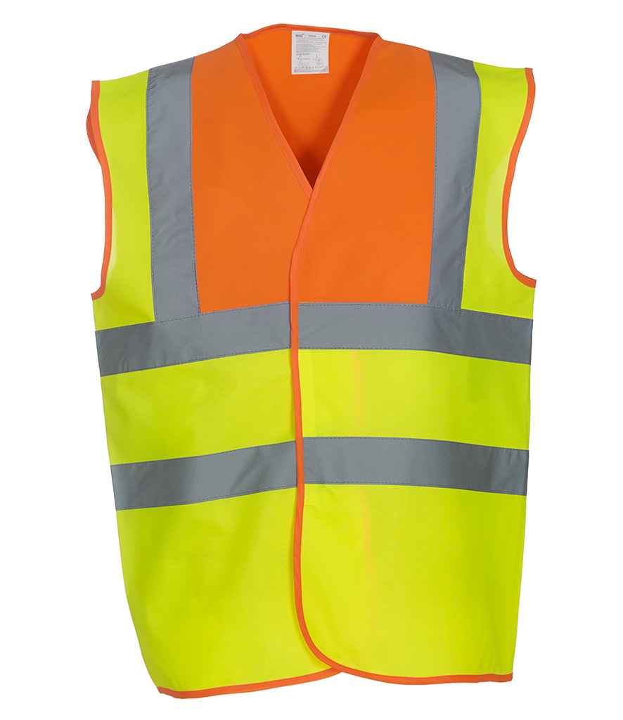 Yoko Hi-Vis Two Band and Braces Waistcoat - Orange/Yellow