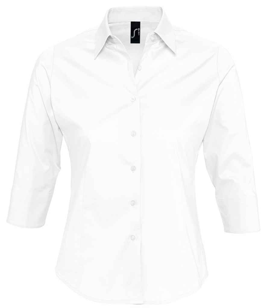 SOL'S Ladies Effect 3/4 Sleeve Fitted Shirt - White