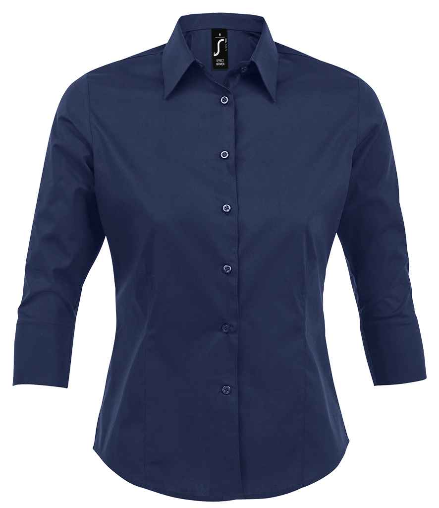 SOL'S Ladies Effect 3/4 Sleeve Fitted Shirt - Dark Blue