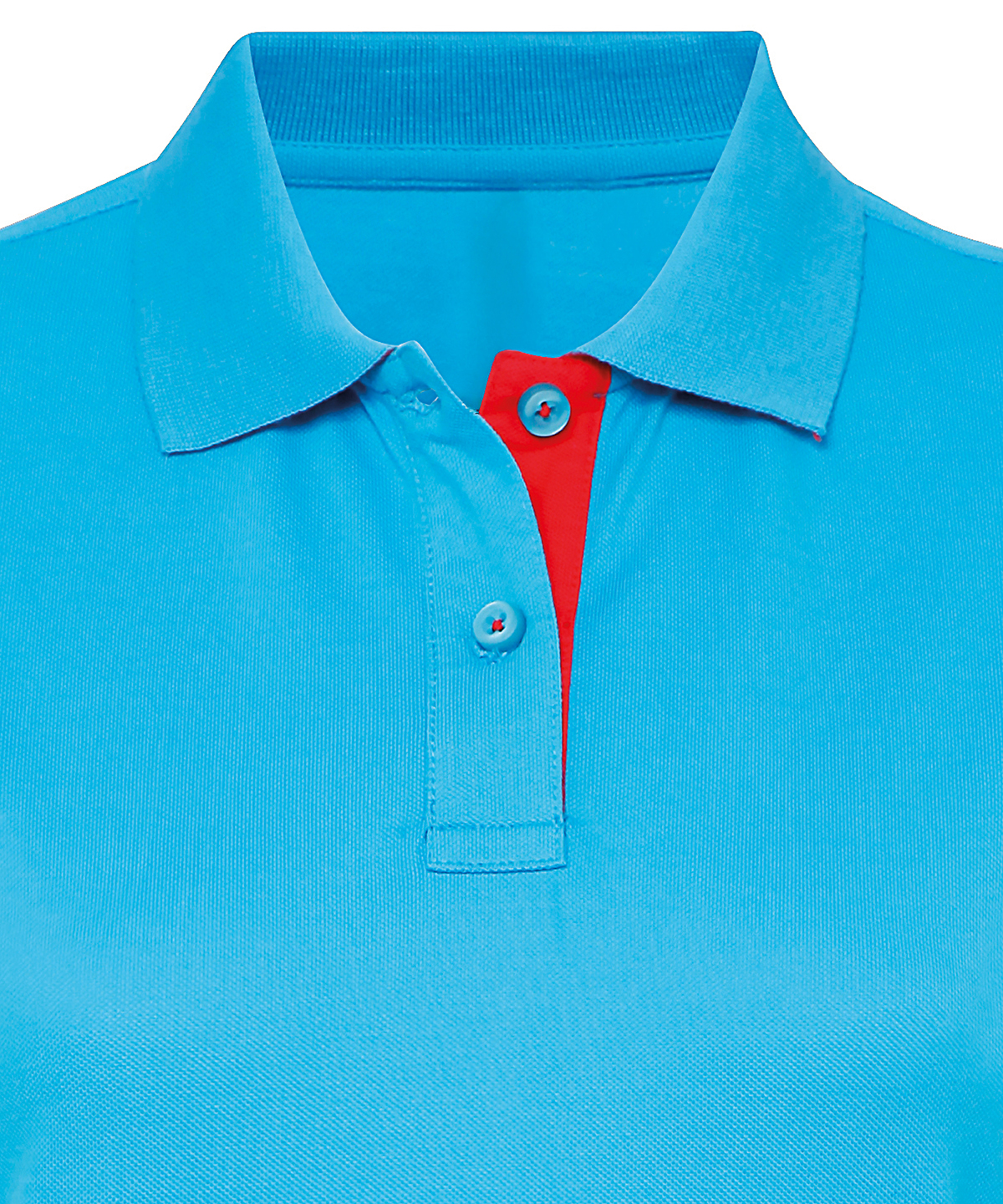 Women's contrast polo - Turquoise/Red