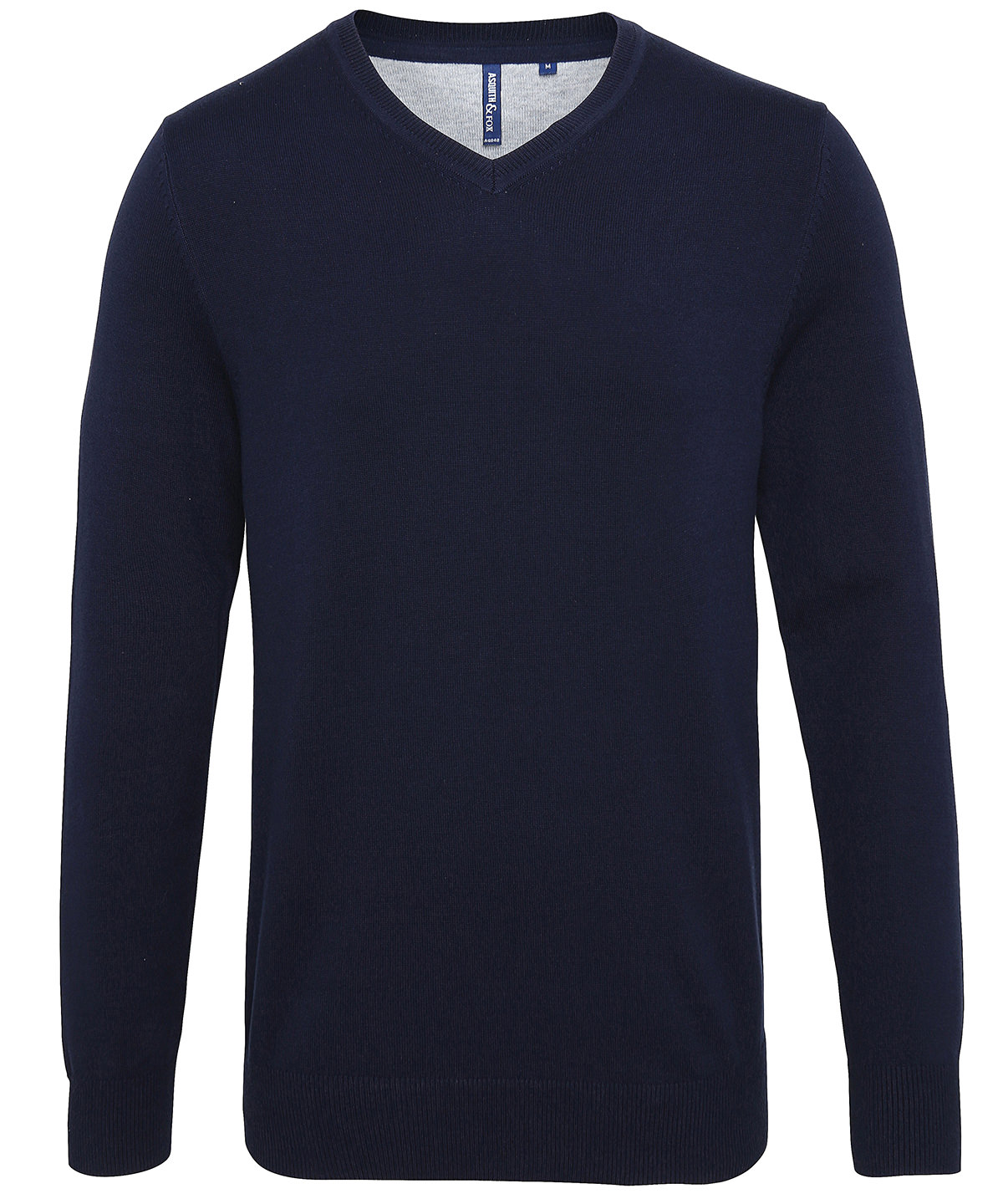Men's cotton blend v-neck sweater - French Navy
