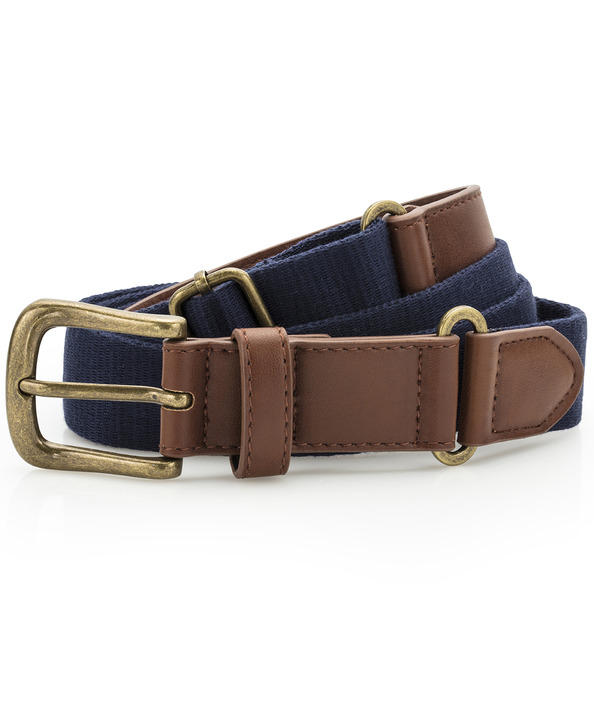 Faux leather and canvas belt - Navy