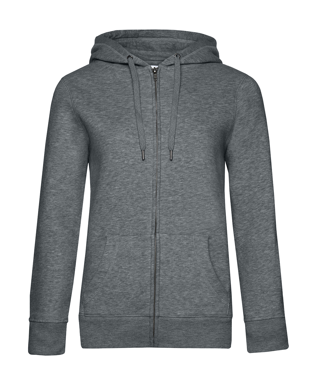 B&C Queen zipped hooded - Heather Mid Grey