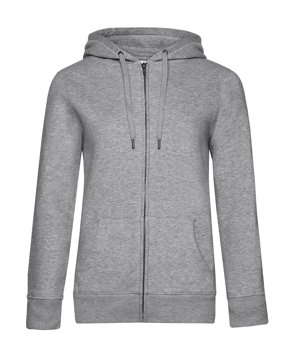 B&C Queen zipped hooded - Heather Grey