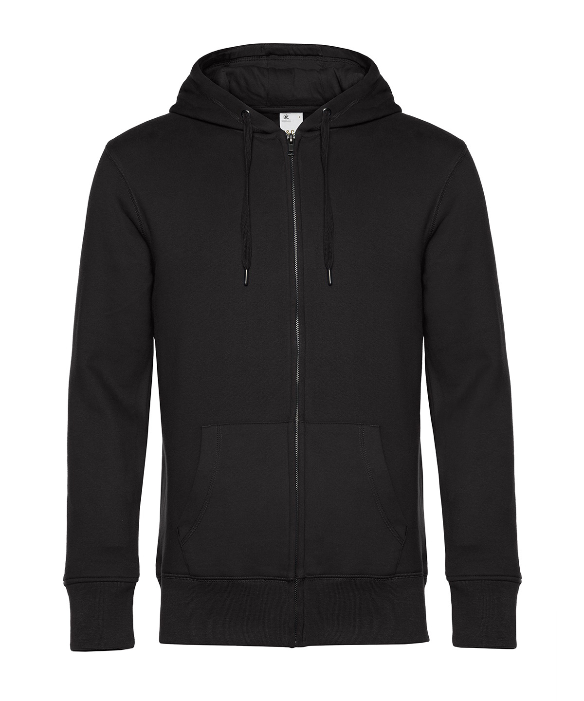 B&C KING Zipped Hood - Black Pure