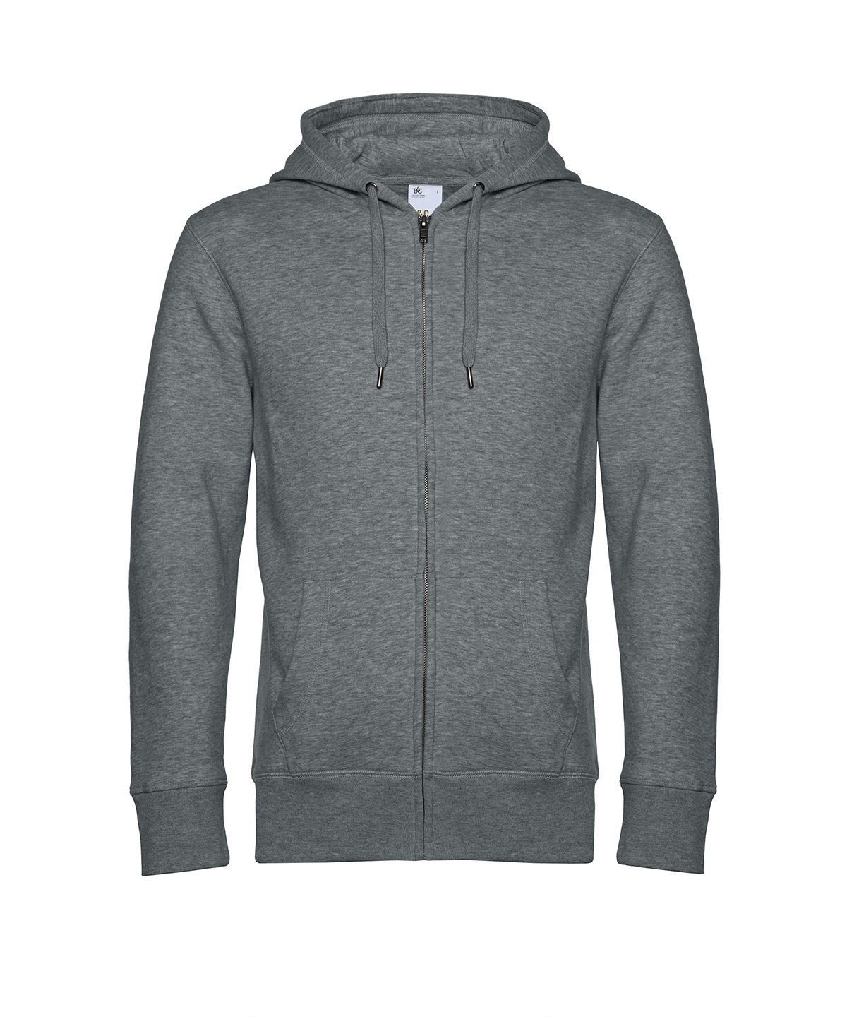 B&C KING Zipped Hood - Heather Mid Grey