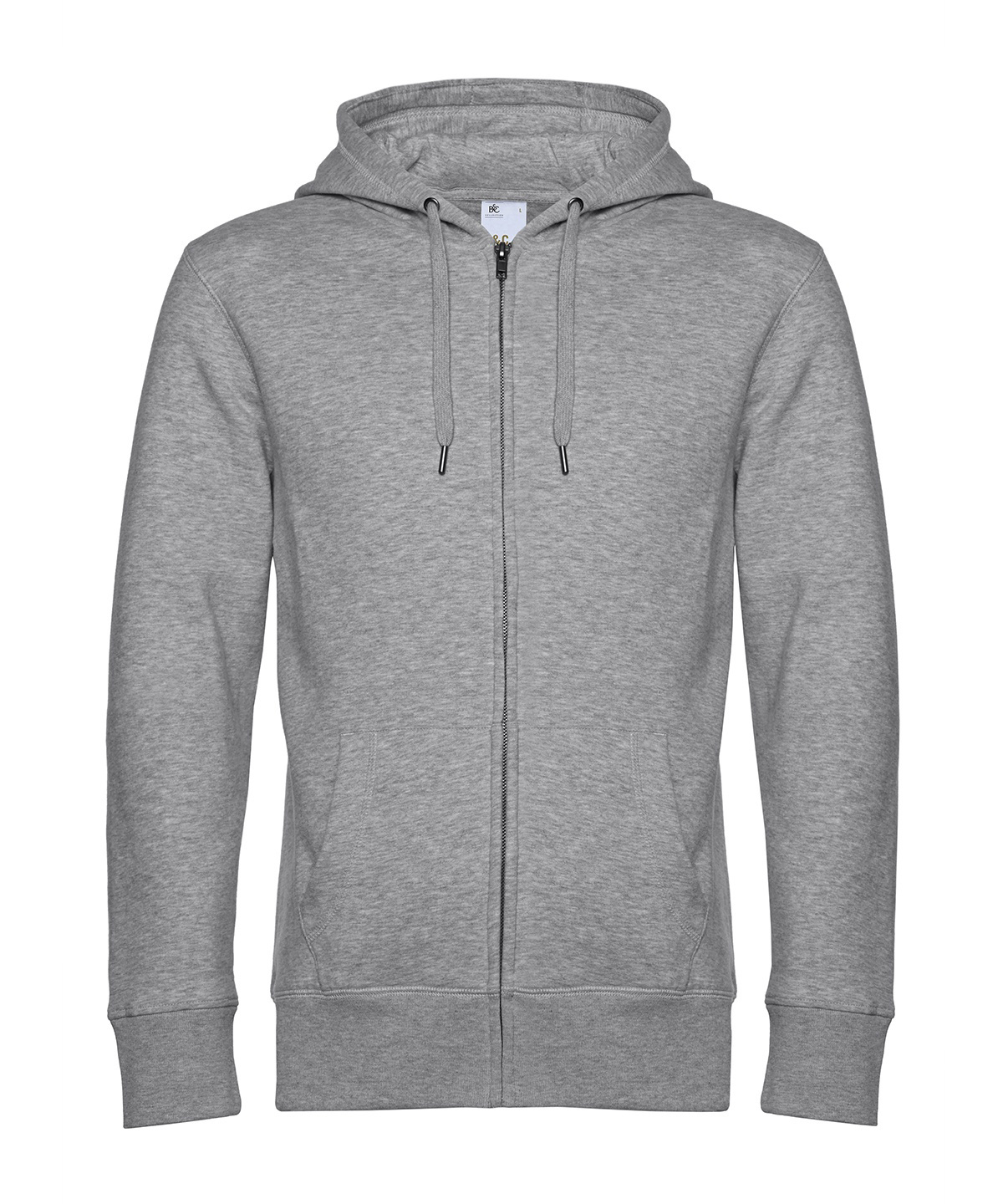 B&C KING Zipped Hood - Heather Grey