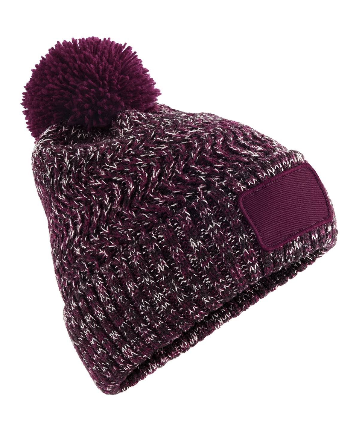 Ramble patch pom-pom beanie - Burgundy Twist