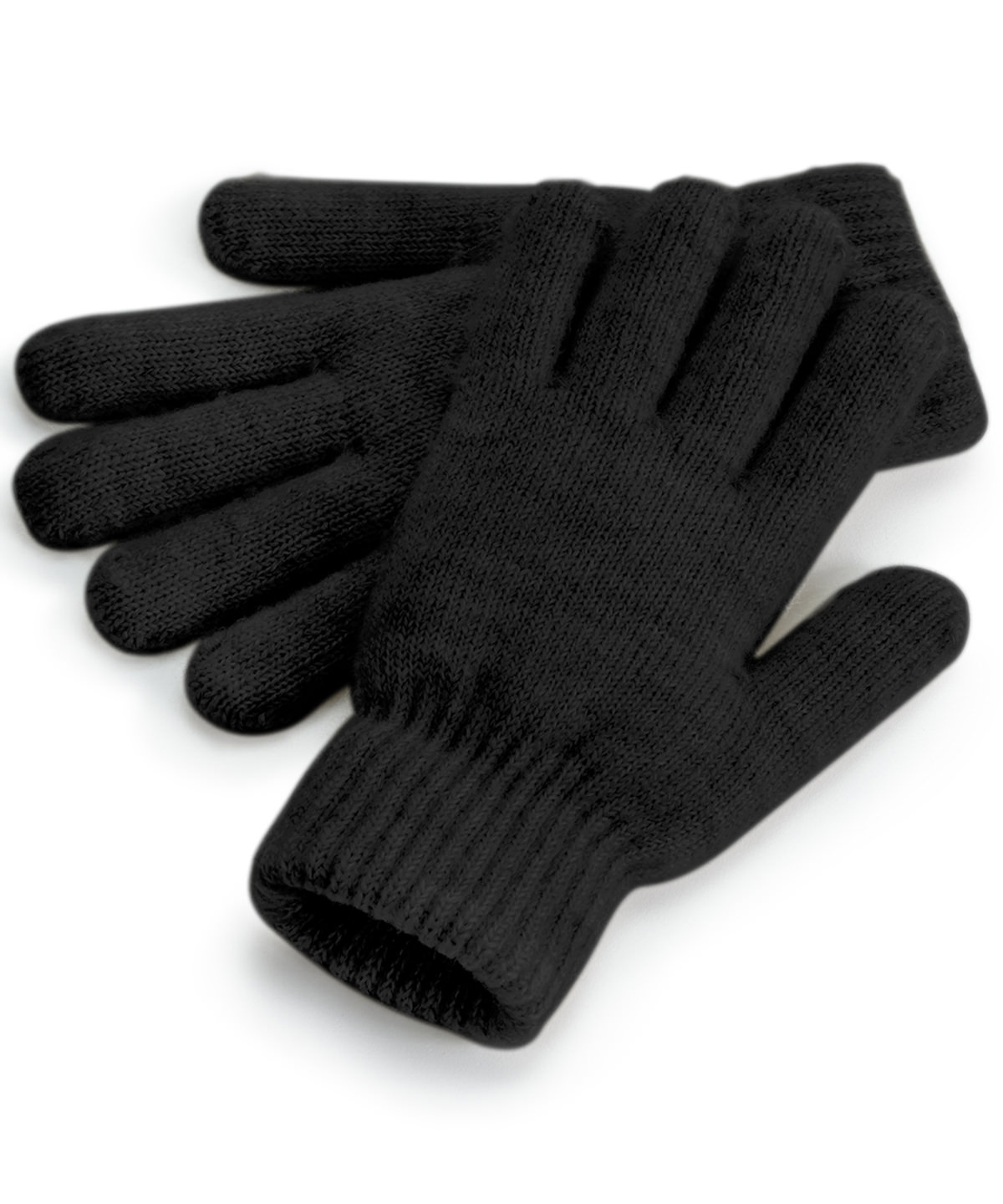 Cosy ribbed-cuff gloves - Black Marl