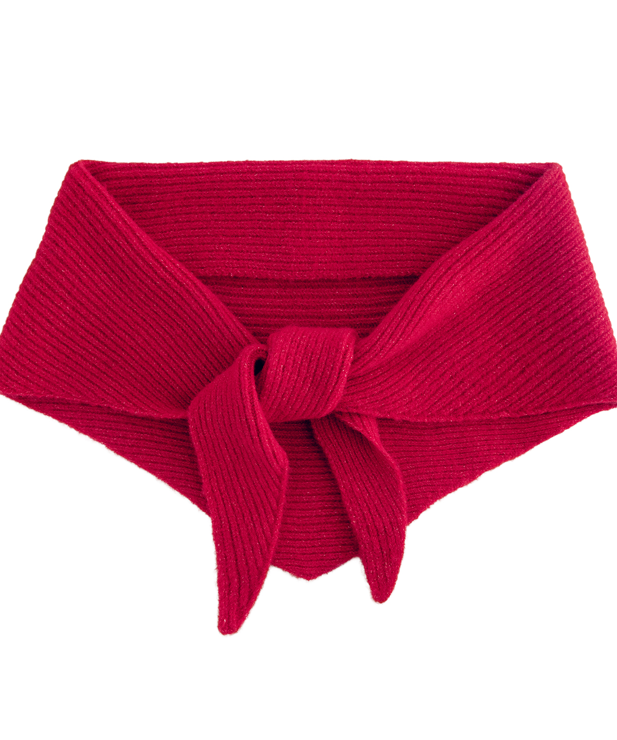 Knitted triangle scarf - Bright Red