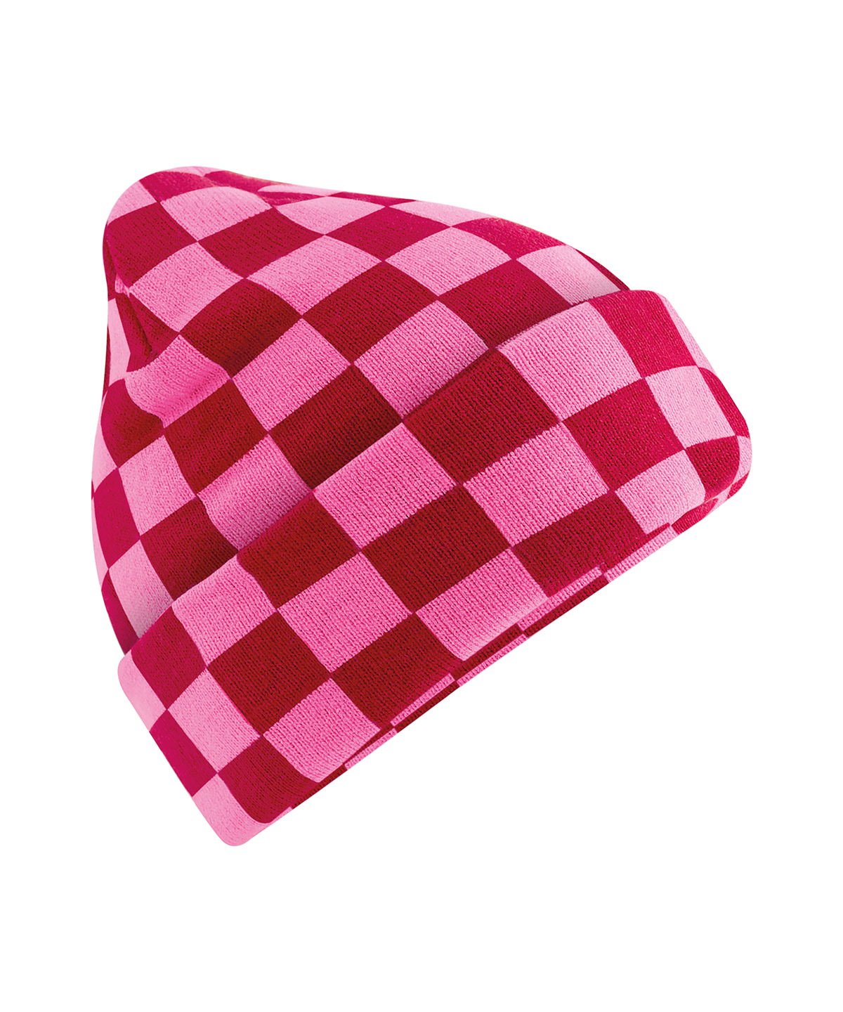 Checkerboard beanie - Classic Red/True Pink