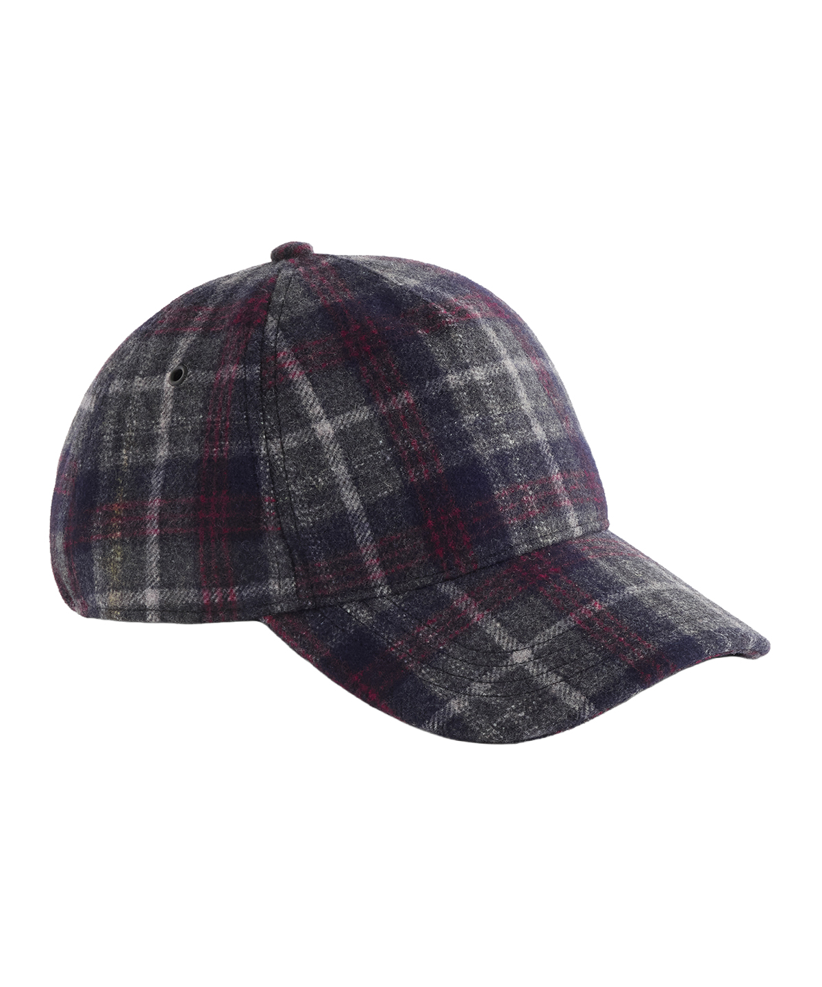 Wool blend check cap - Navy Plaid