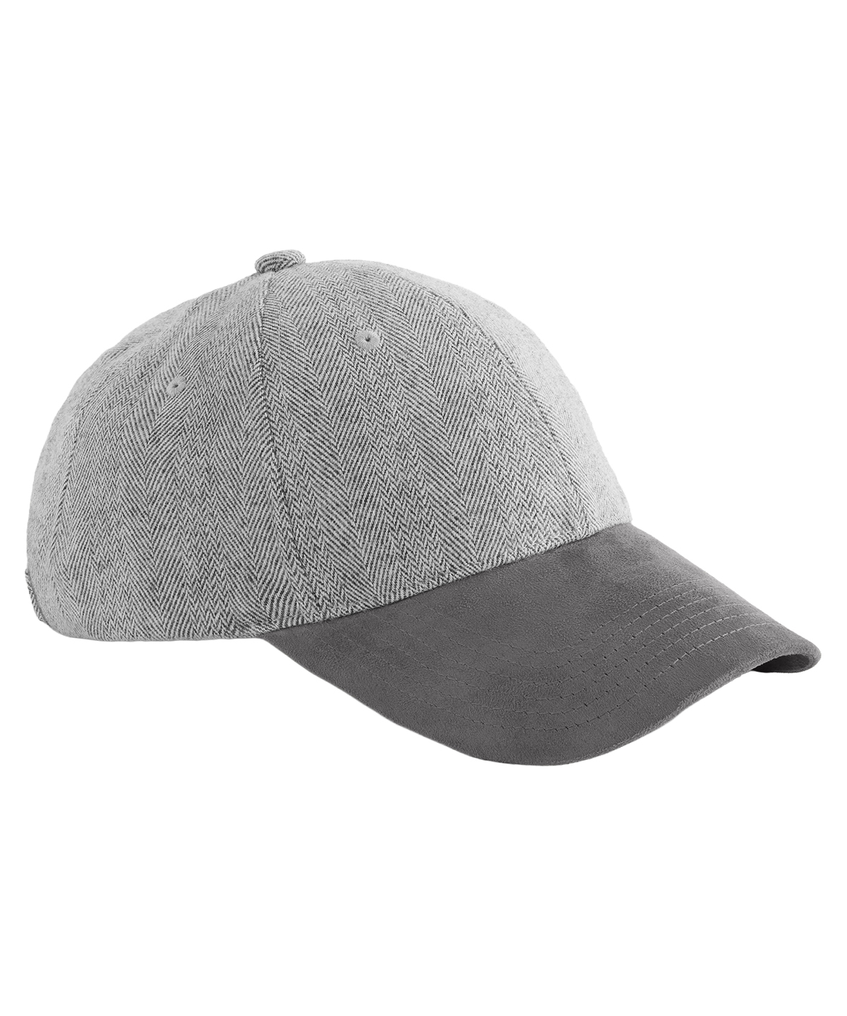 Suede peak herringbone cap - Charcoal Herringbone