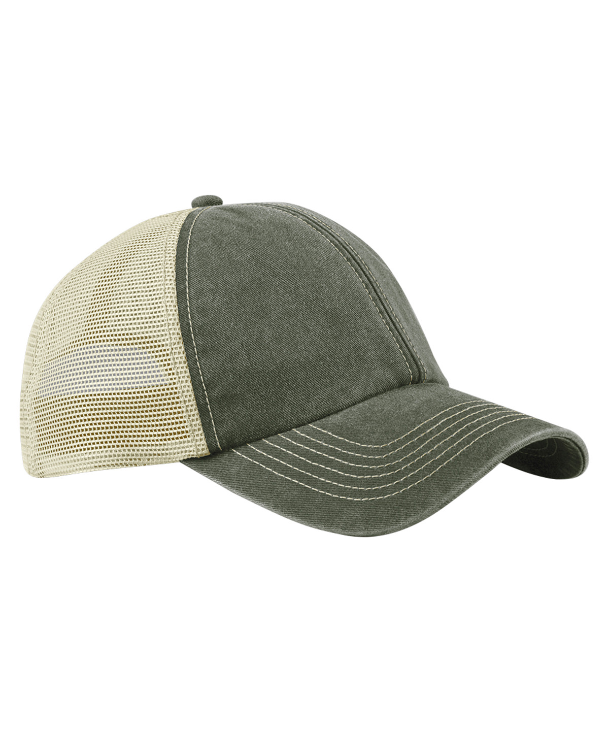 6-panel vintage trucker - Vintage Olive/Stone