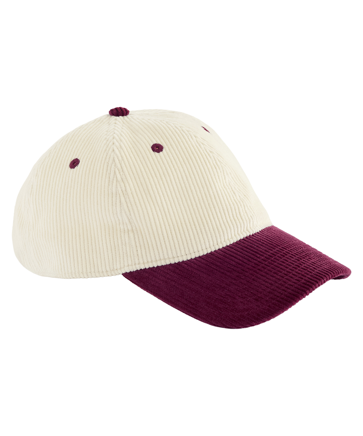 Contrast peak corduroy cap - Natural/Burgundy