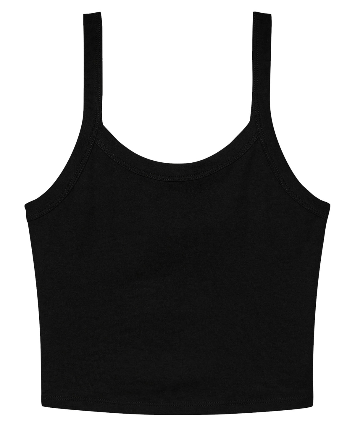 Women’s micro rib spaghetti strap tank - Solid Black Blend