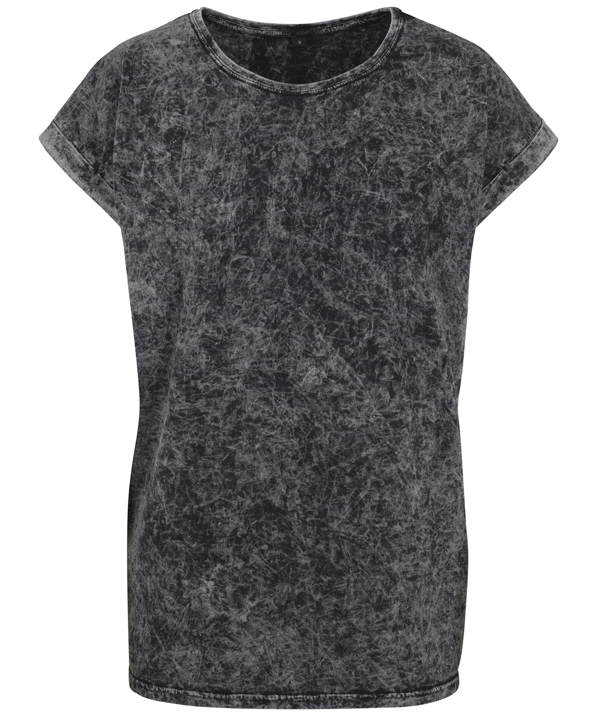 Women's acid washed extended shoulder tee - Dark Grey/White
