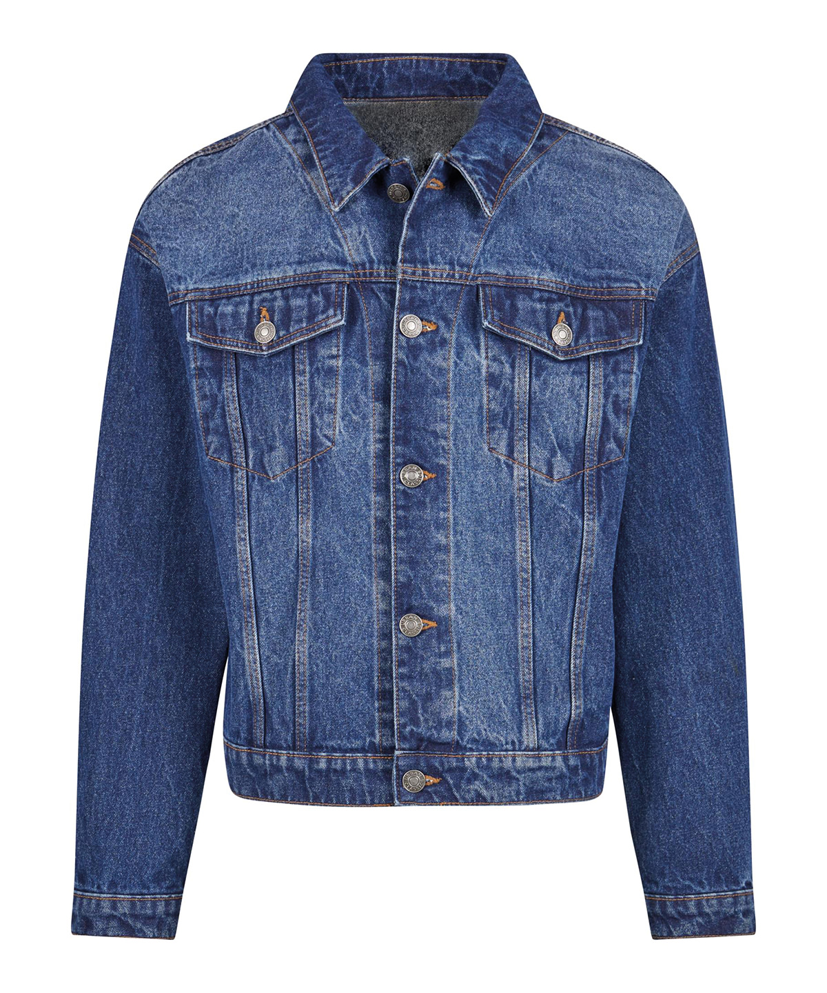 Heavy ounce boxy denim jacket - New Mid Blue Washed