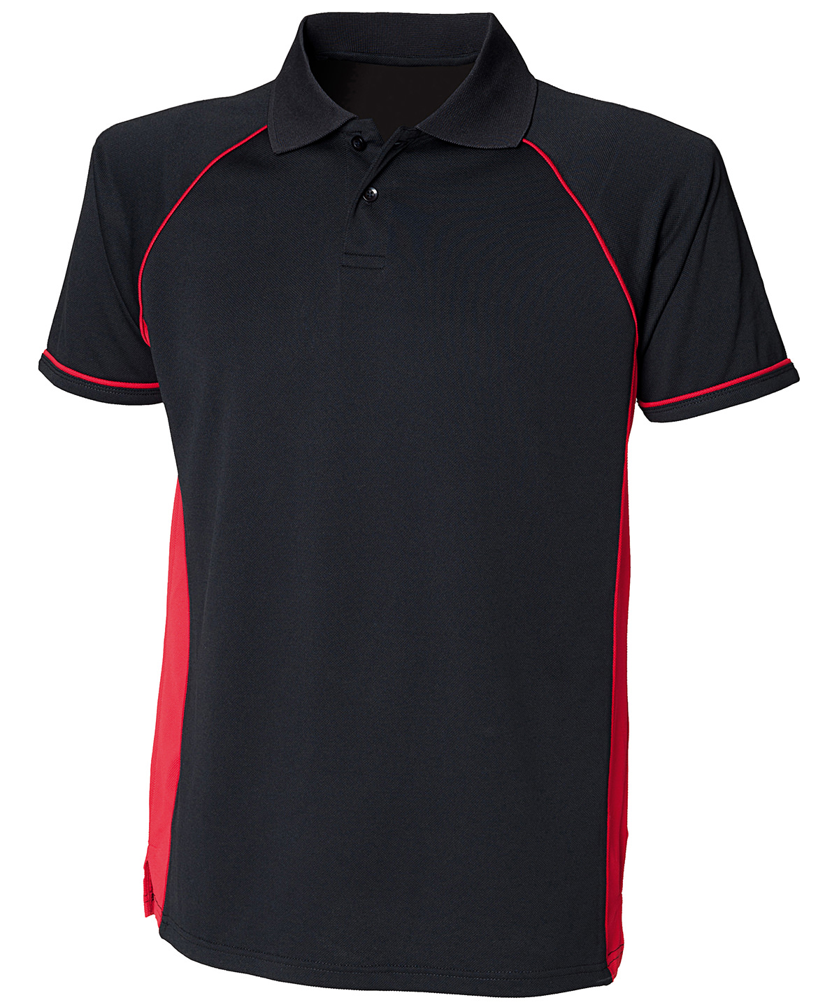 Finden + Hales Performance Panel Polo Shirt - Black/Red/Red