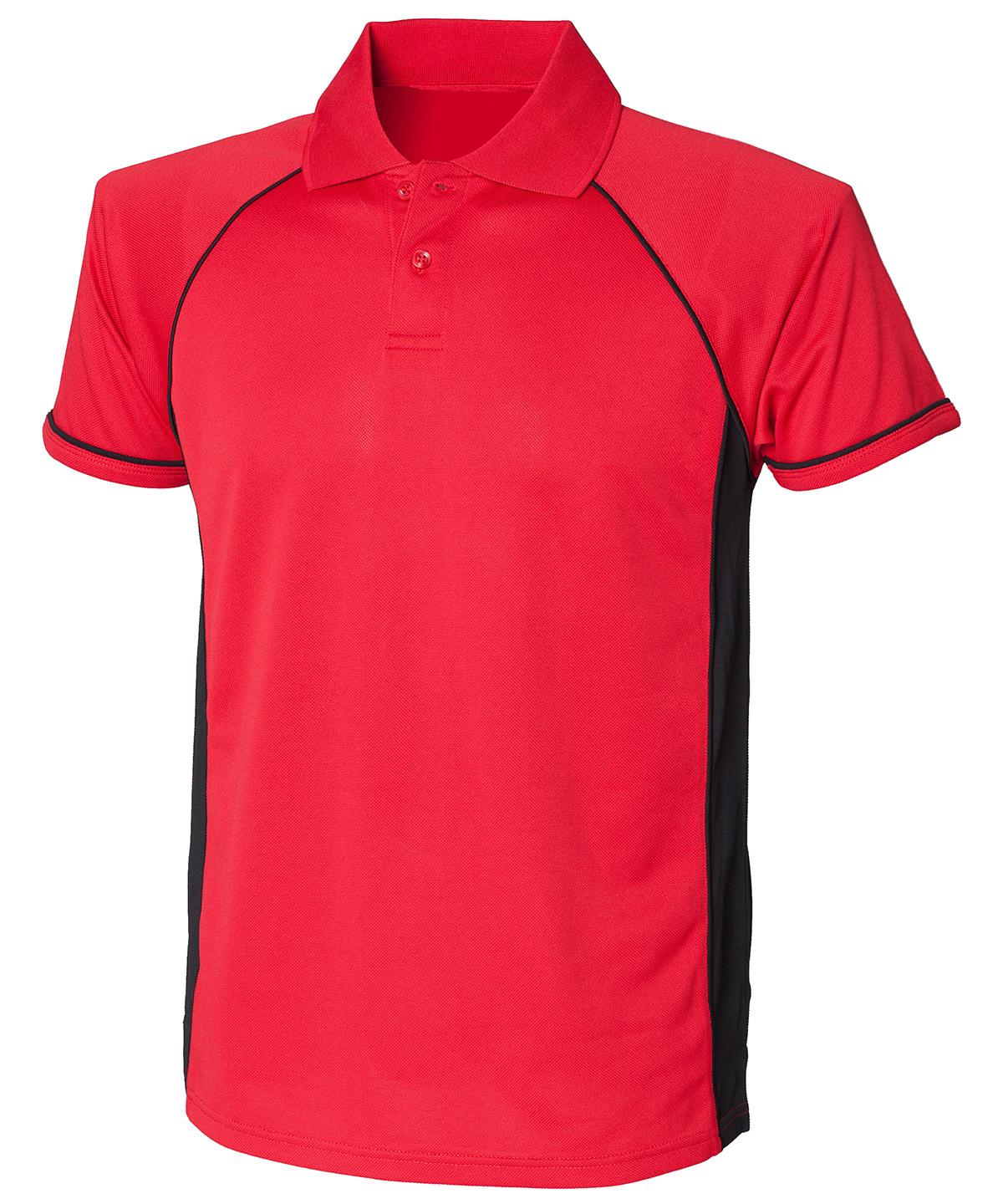 Finden + Hales Performance Panel Polo Shirt - Red/Black/Black