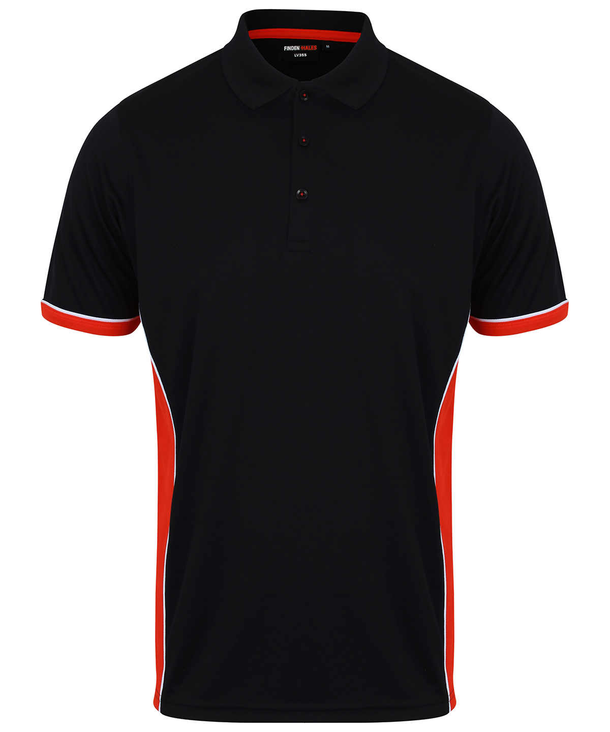 Finden + Hales Contrast Panel Polo Shirt - Black/Red/White