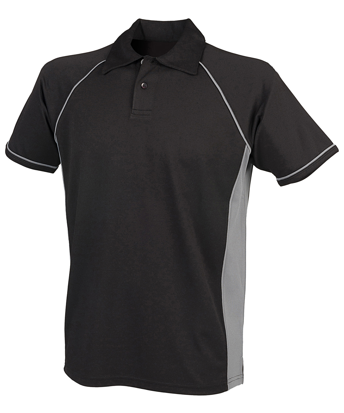 Finden + Hales Performance Piped Polo Shirt - Black/Gunmetal Grey