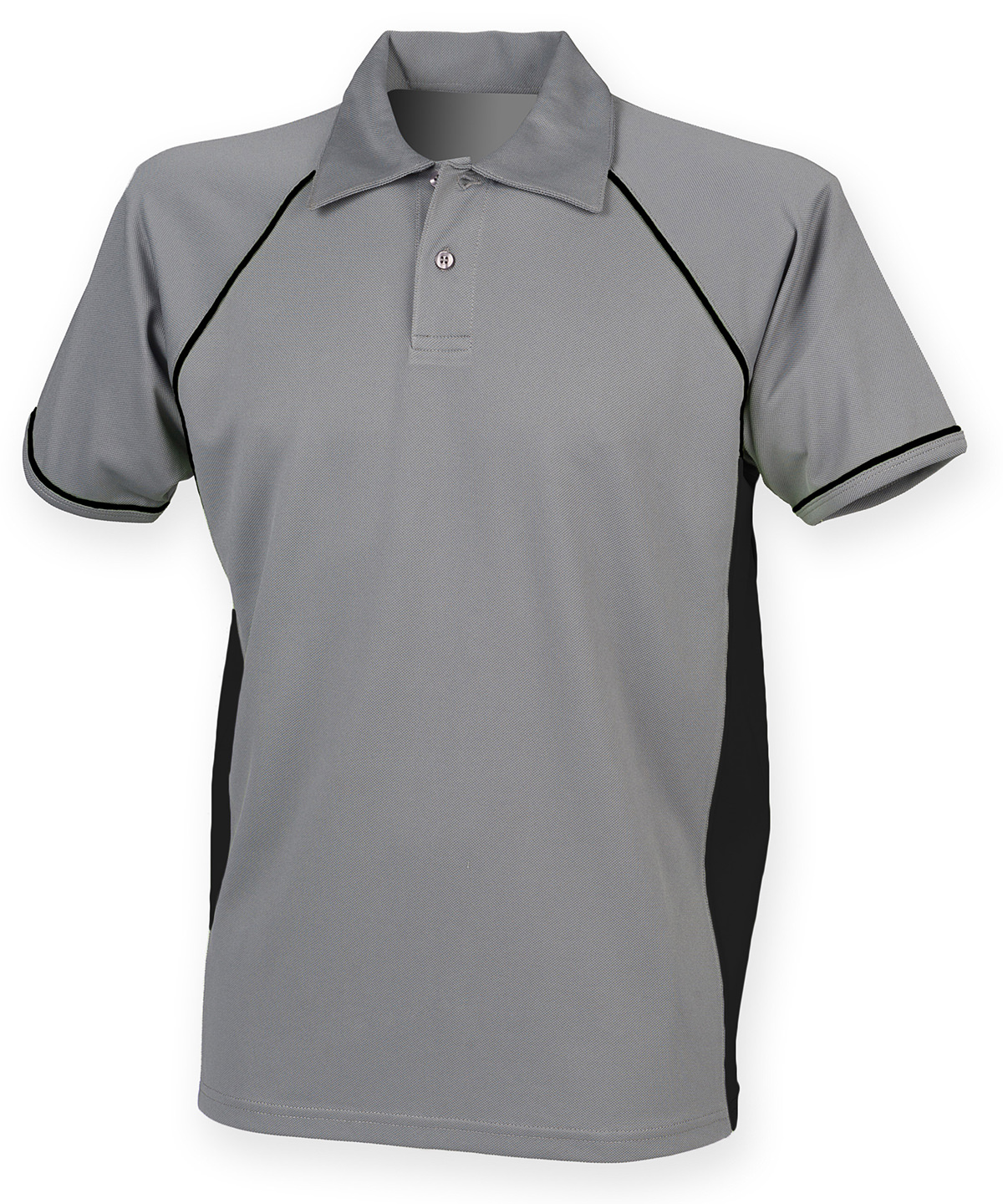 Finden + Hales Performance Piped Polo Shirt - Gunmetal Grey/Black/Black