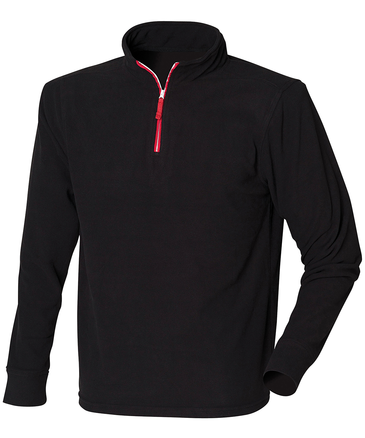 Finden + Hales Zip Neck Piped Micro Fleece - Black/Red/White