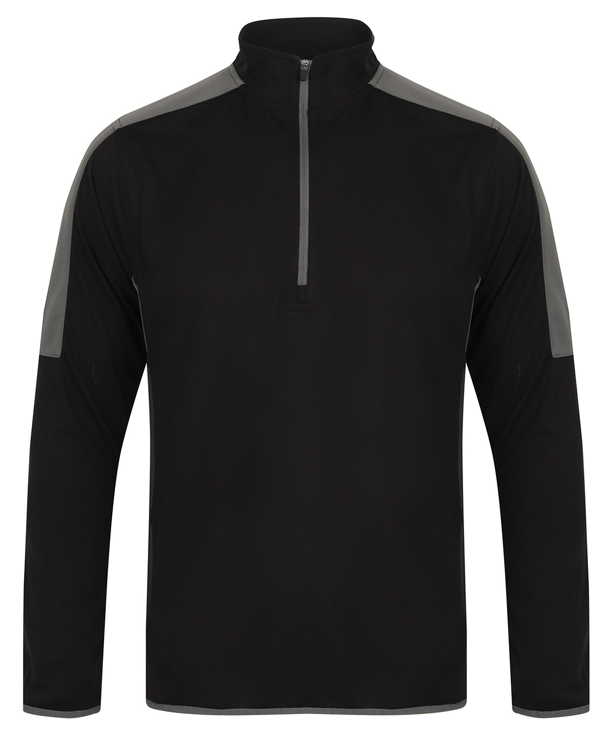 Finden + Hales Contrast Zip Neck Midlayer Top - Black/Gunmetal Grey