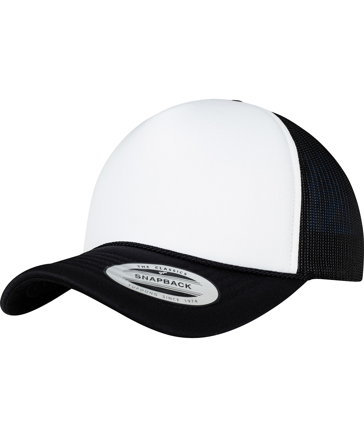 Foam trucker cap curved visor (6005FC) - Black/White/Black
