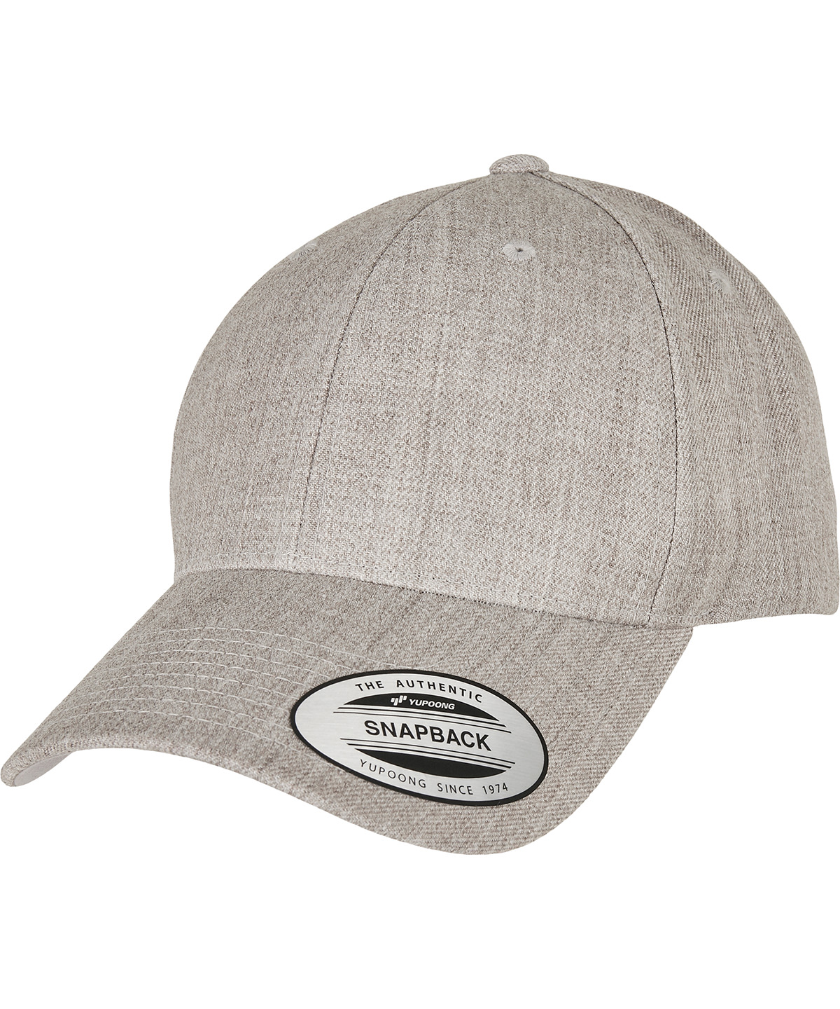 Premium curved visor snapback cap (6789M) - Heather Grey