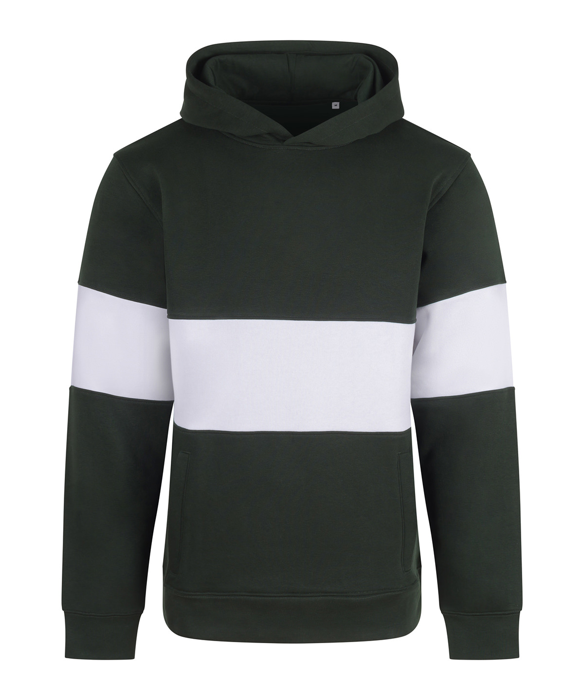Front Row Heavyweight Panelled Hoodie - Bottle/White
