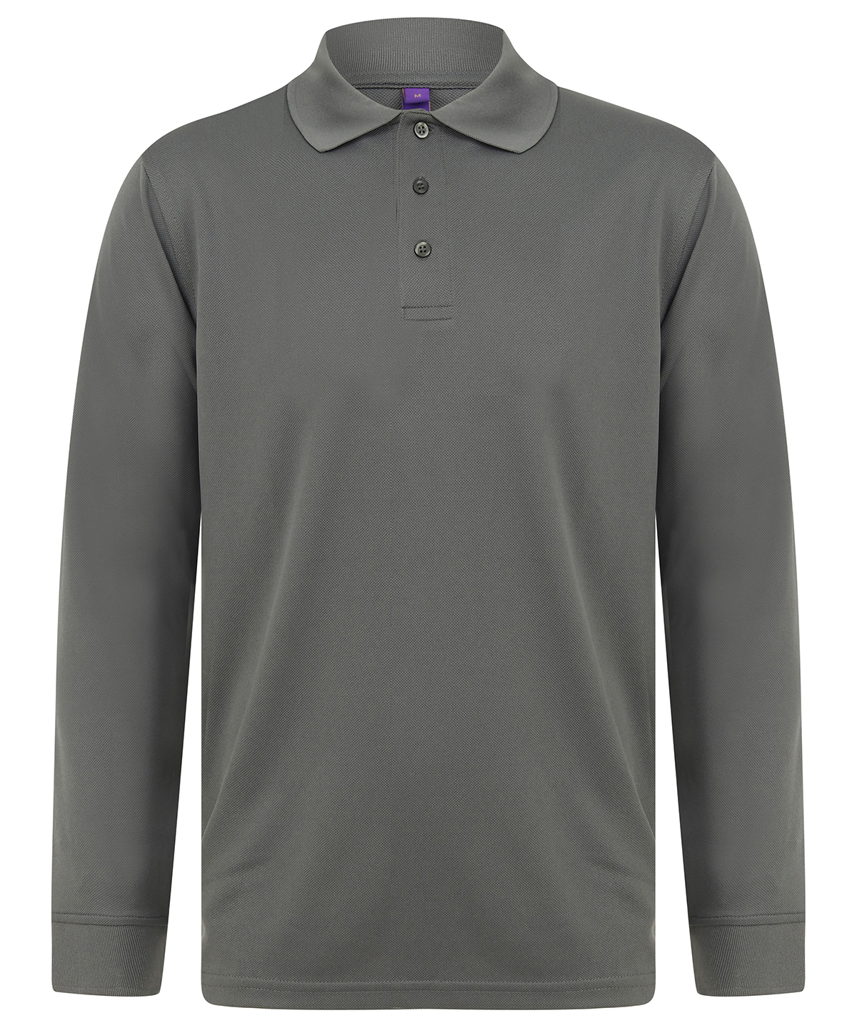 Henbury Unisex Long Sleeve Coolplus® Piqué Polo Shirt - Charcoal Grey