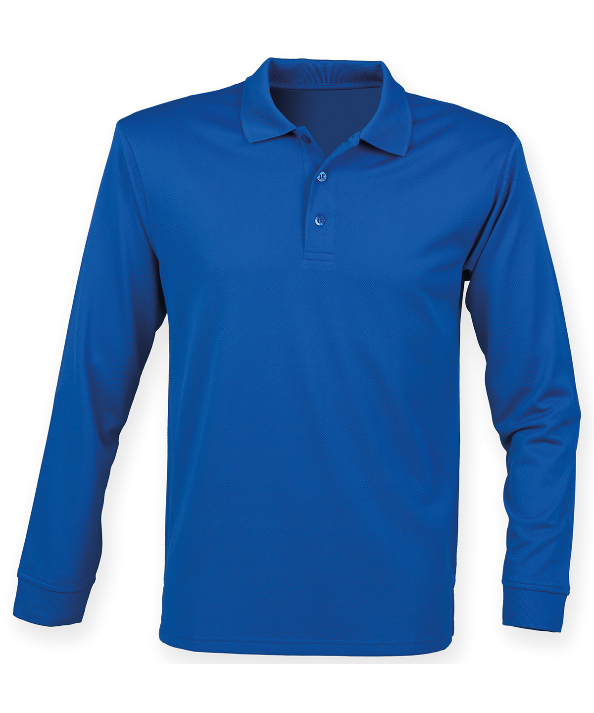 Henbury Unisex Long Sleeve Coolplus® Piqué Polo Shirt - Royal