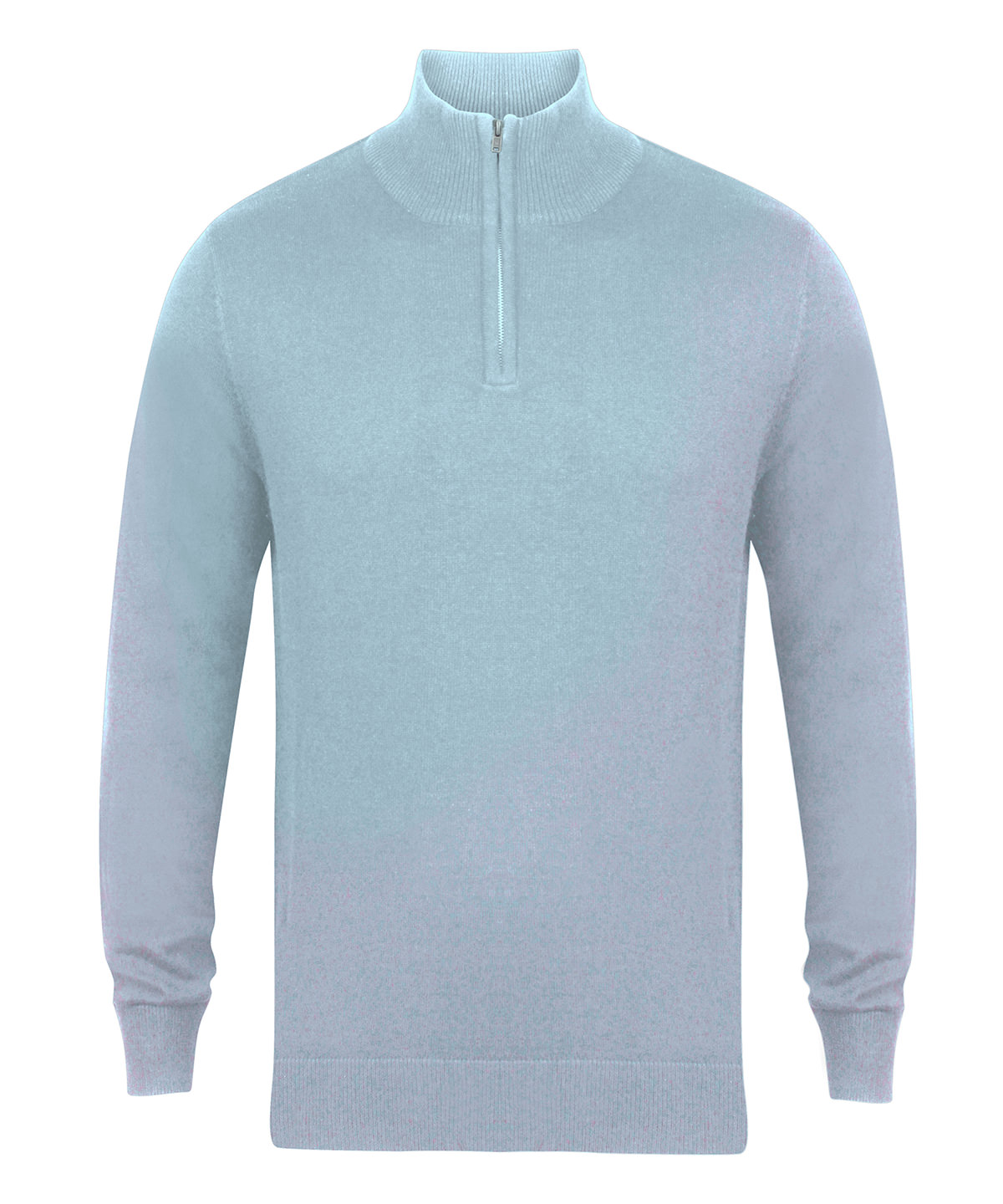 Henbury Zip Neck Sweater - Light Heather