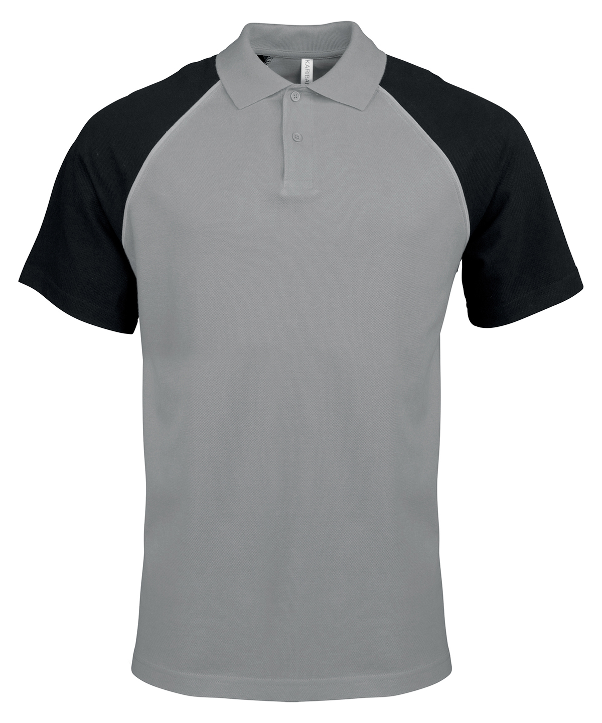 Kariban Baseball Cotton Piqué Polo Shirt - Slate Grey/Light Grey/Black