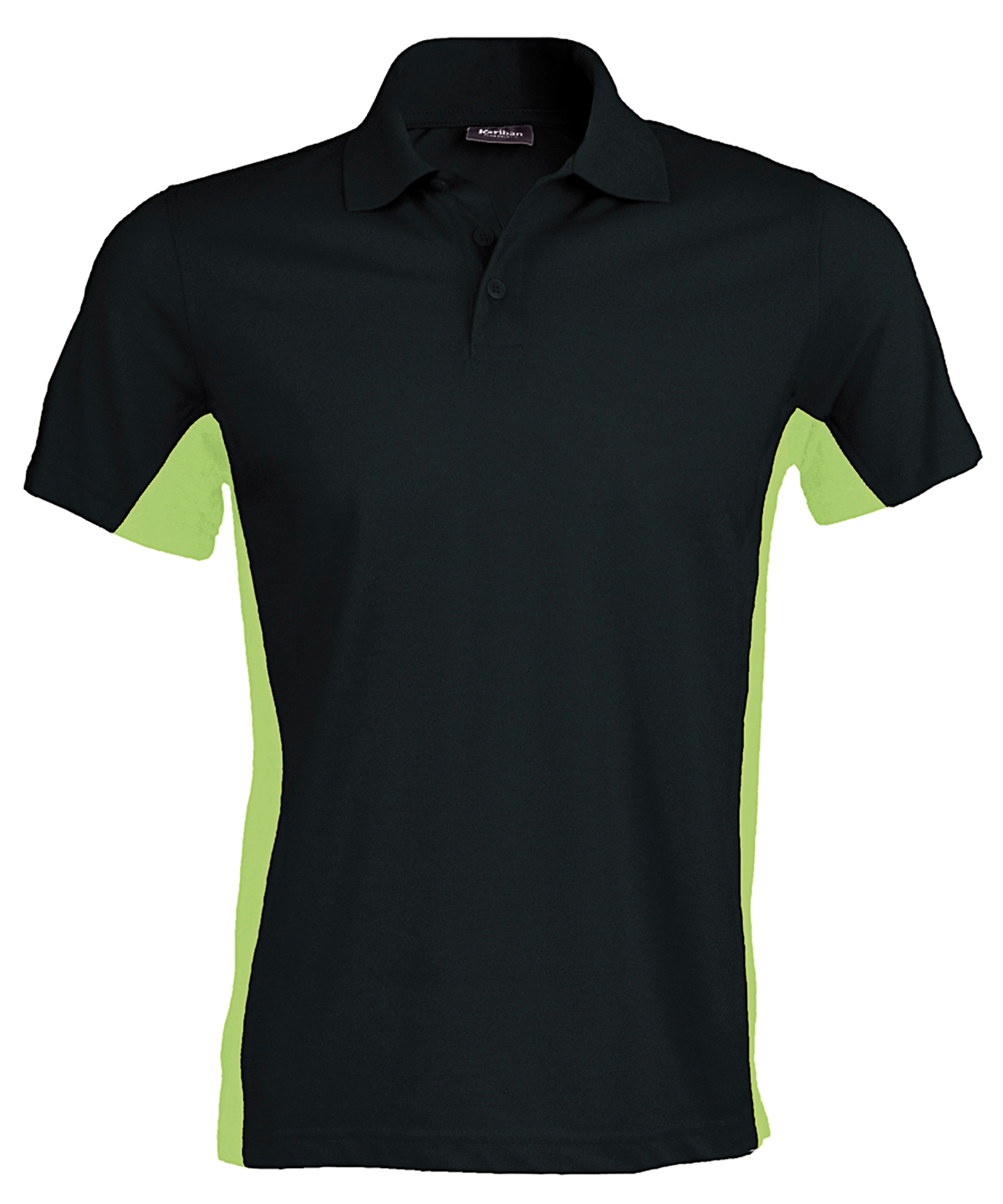 Kariban Flag Poly/Cotton Piqué Polo Shirt - Black/Lime