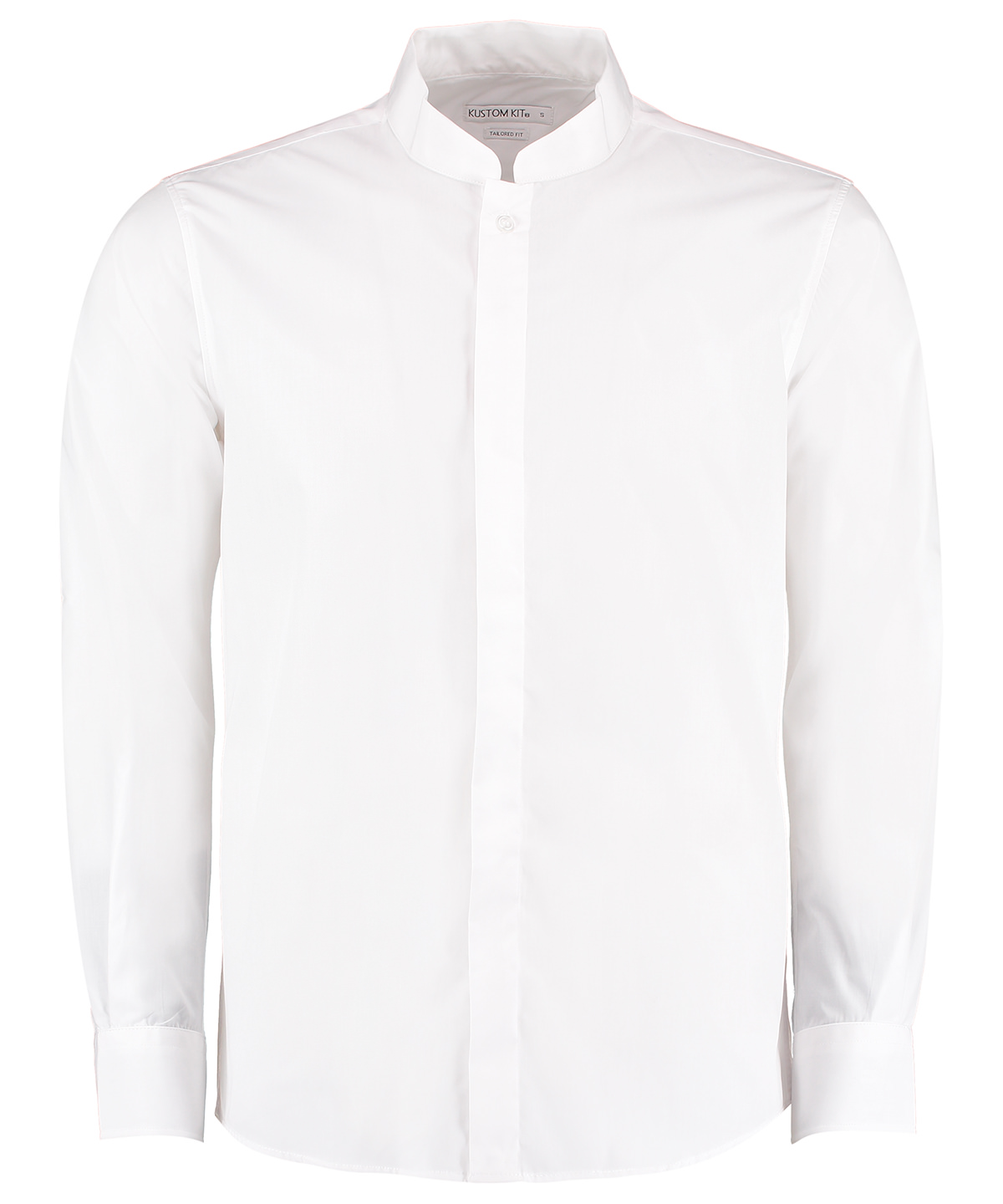 Mandarin collar shirt long-sleeved (tailored fit) - White