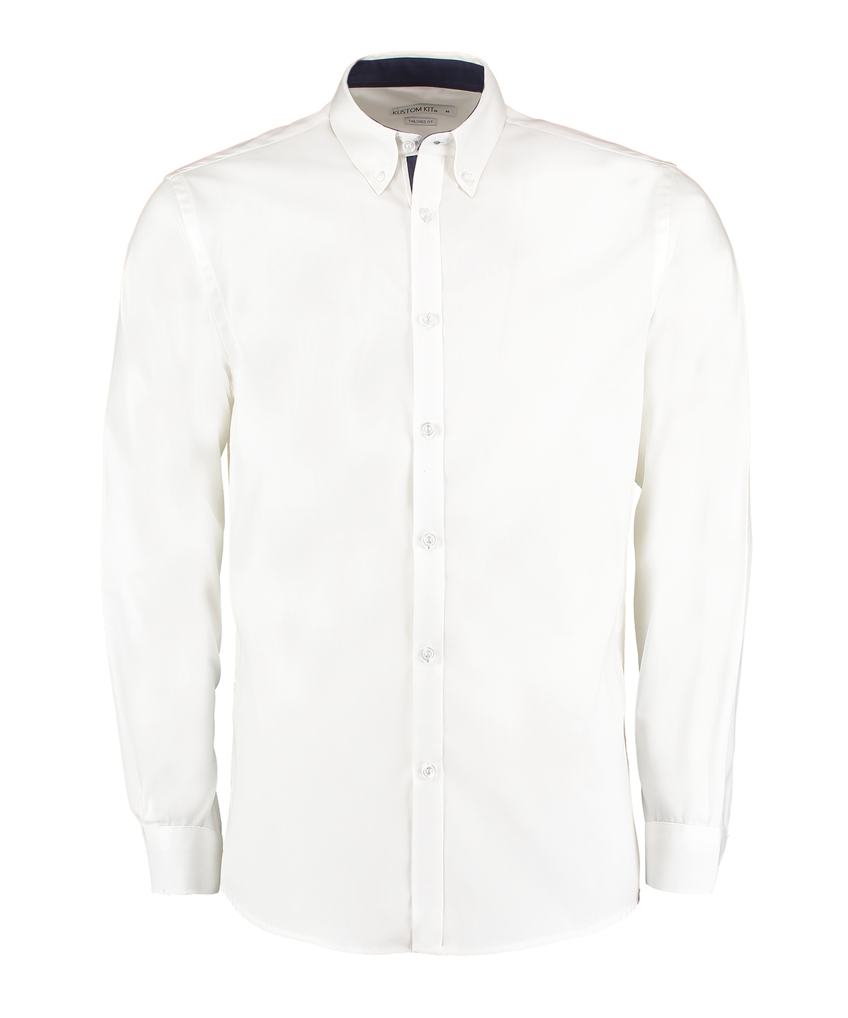 Contrast premium Oxford shirt (button-down collar) long-sleeved (tailored fit) - White/Navy