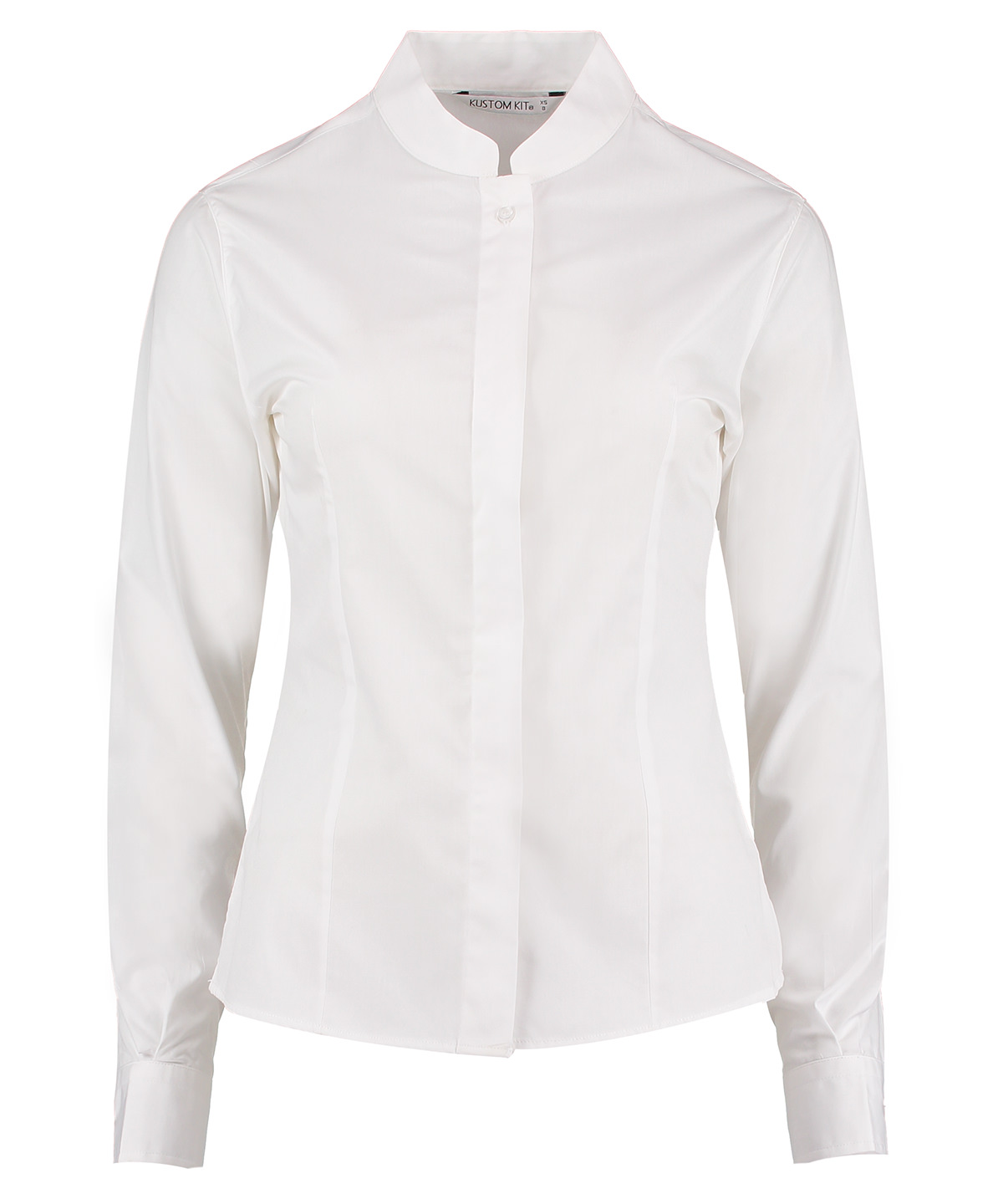 Women's mandarin collar shirt long-sleeved (tailored fit) - White