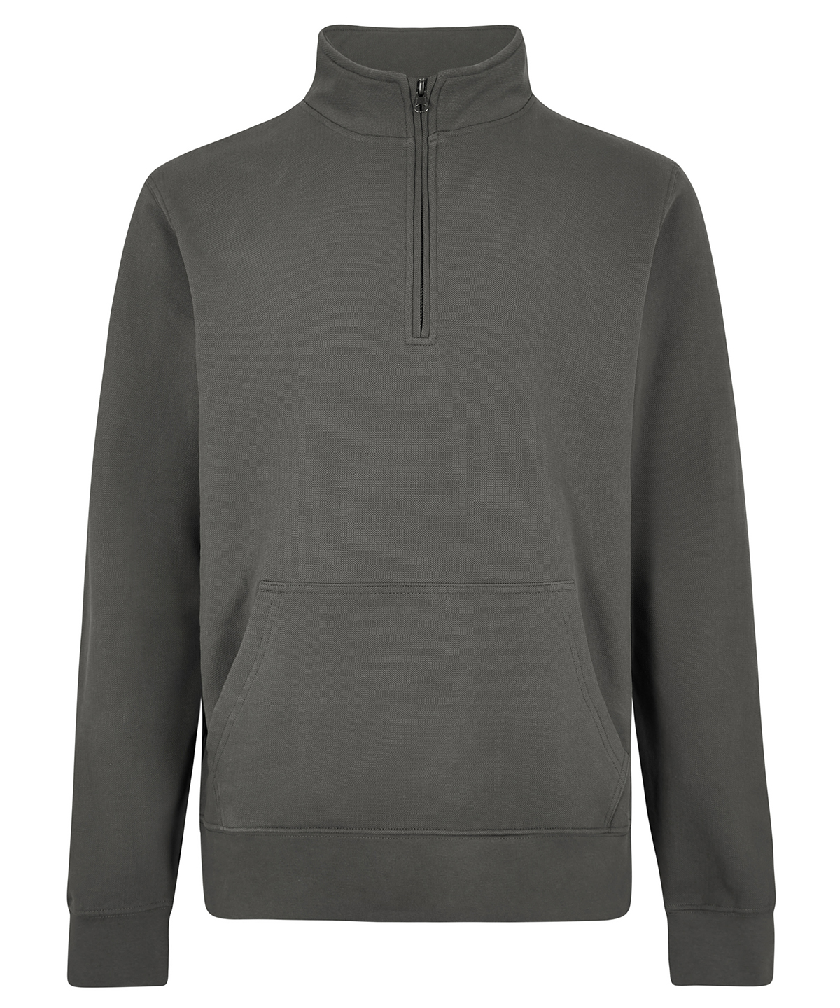 Regular fit 1/4-zip piqué sweatshirt - Dark Grey