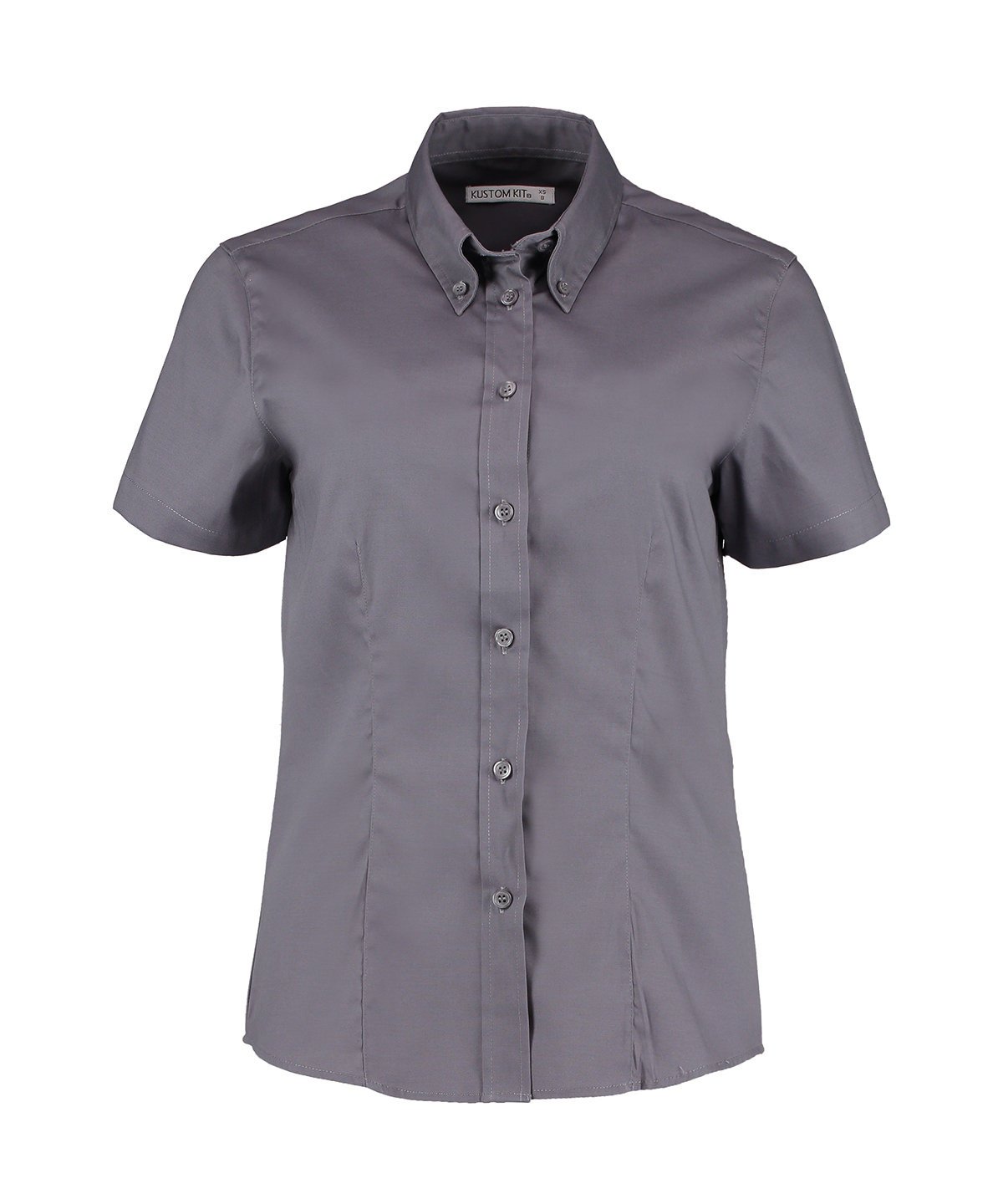 Women's corporate Oxford blouse short-sleeved (tailored fit) - Charcoal