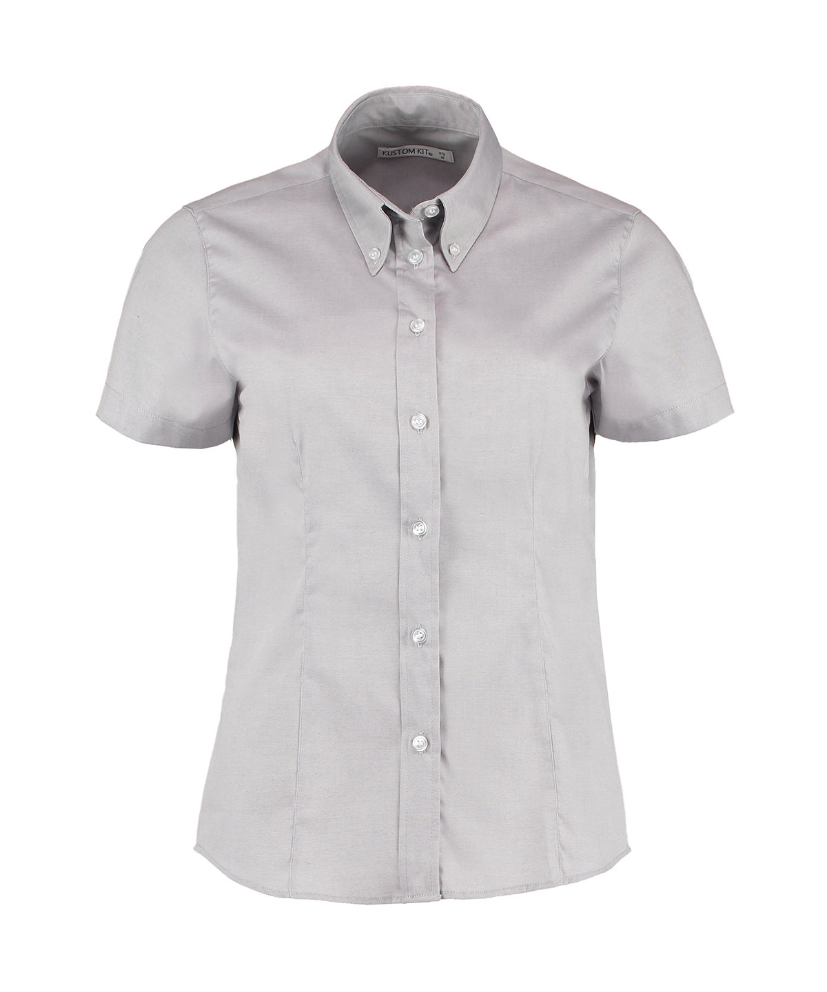 Women's corporate Oxford blouse short-sleeved (tailored fit) - Silver Grey
