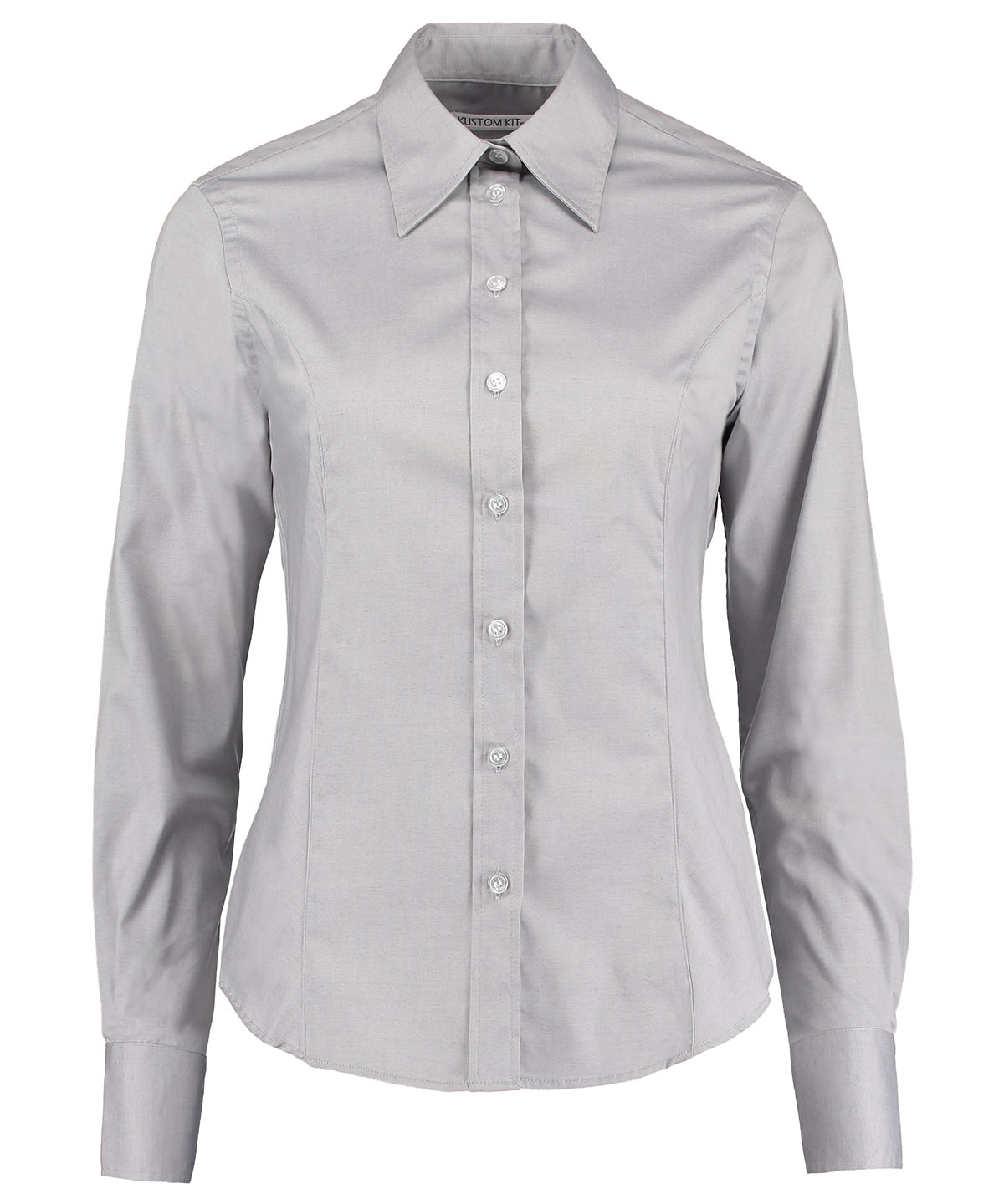 Women's corporate Oxford blouse long-sleeved (tailored fit) - Silver Grey